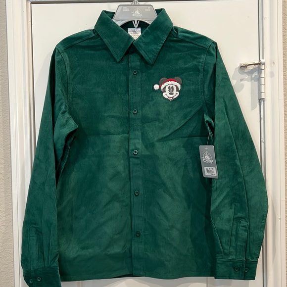 Disney Other - NWT! Disney Christmas Mickey green corduroy button up collared shirt